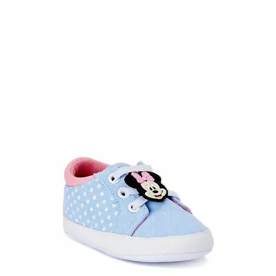 Minnie Mouse Baby Girl Blue Chambray Sneakers 0/3 3/6 6/9 9/12 Months NIP • $9.99