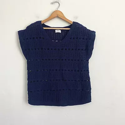 Madewell Wallace Crochet Tank Sweater Women Size Medium Blue Knit • $19.95