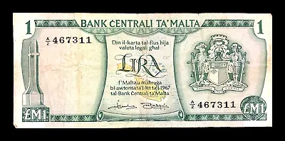 1973 Malta - 1 Lira - P#31 - Vf+ - Mb3 • $10.50
