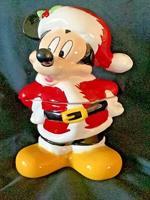 Disney Mickey Mouse Santa Claus Christmas Ceramic Cookie Jar Canister NEW • $44.99