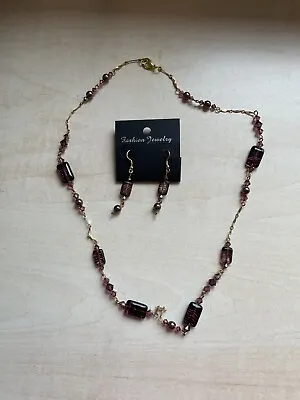 Murano Glass And Swarovski Pearl And Crystal Necklace And Earring Set • £13