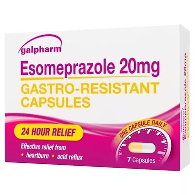 Esomeprazole Gastro-Resistant 20mg Capsules For Heartburn Acid Reflux (7 CAPS) • £5.59