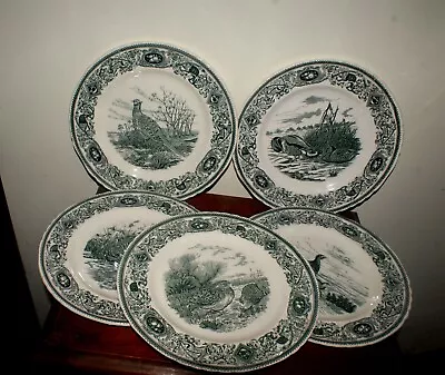 VINTAGE MASON'S Set OF 5 IRONSTONE GAME BIRDS DINNER PLATES ENGLAND • £45