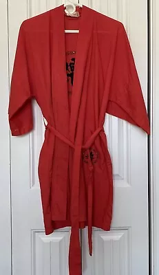 Vintage Health Robe Embroidered Kimono Red With Tie  • $37.99