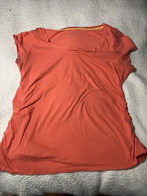 Liz Lange Maternity Top XXL Casual Short Sleeve Pre-owned Coral • $7