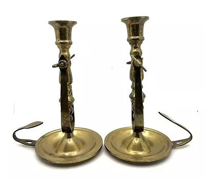 Vintage Pair Of Brass Swinging Candle Holders Wall Mountable Chambersticks • $28