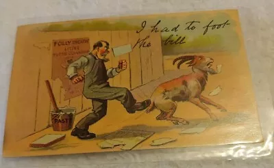 Vintage JJ Marks Goat POSTCARD 1913   I Had To Foot The Bill   BROOKLYN IOWA  • $4.35