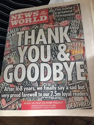 £14.99 • Buy Last Copy News Of The World Issue 8674 Unread Press