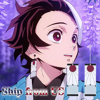 $7.99 • Buy Demon Slayer Kimetsu No Yaiba: Tanjiro Tanjirou Kamado Earrings Costume Cosplay