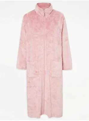 George Size M (12-14) Rose Pink Full Zip Fleece Dressing Gown - Birthday Gift • £19.99