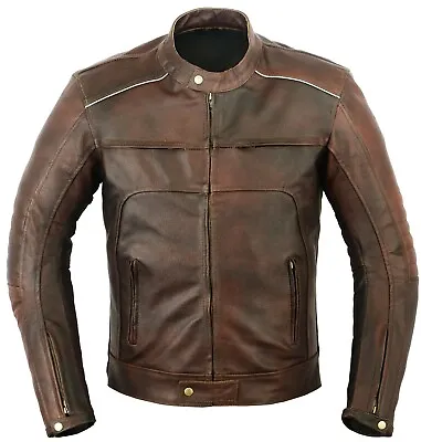 $96.71 • Buy Vagos Distressed Motorbike Leather Jacket Motorcycle Protection Jacket