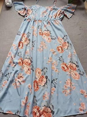 Pretty Floral Cold Shoulder Maxi Floaty Dress 👗 2XL Curve 18 20 22? • £14