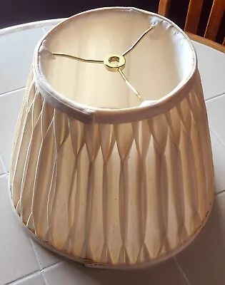 Lamp Shade Vintage MCM  Fabric Fluted Wavy 7  X 11  Bell Shape Pleated Beige • $23.90