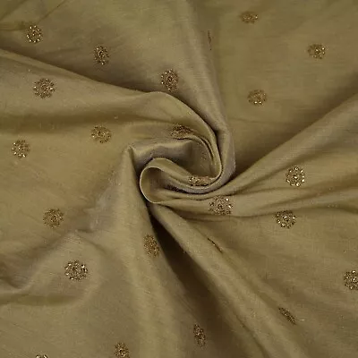 £2 • Buy Embroidered Faux Dupion Raw Silk Dress Fabric Upholstery HomeFurnishing Material
