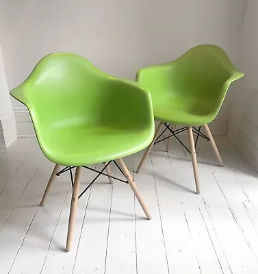 2 X Retro 60's Design / Lime Green DAW Armchairs - Dining Chairs • £85