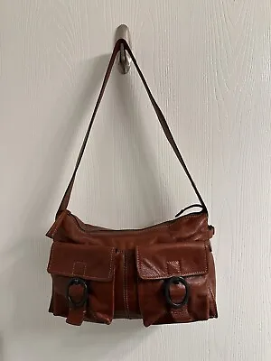 Francesco Biasia Brown Leather Handbag Purse Bag Brown Satchel Casual • $25