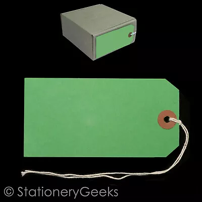 £7.49 • Buy 250 Green Strung Tags 120 X 60 Mm String Tie On Parcel Label Ticket 120mm X 60mm