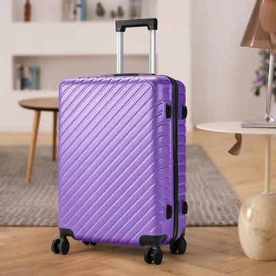 Large 4 Wheel Suitcase Expandable Lightweight Hand Luggage Travel Cabin Trolley • £24.95