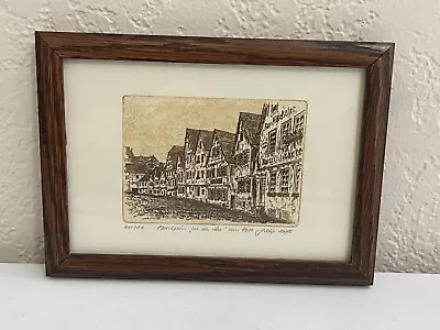 Vintage German Signed Small Etching Print Of Cityscape Buildings • $75