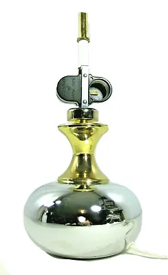 Vintage MCM Chrome Ball Table Lamp W/ Brass  Finish Accent  BASE ONLY - NO SHADE • $74.99