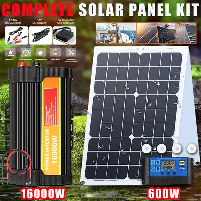 16000W Complete Solar Panel Kit With Controller & Inverter Home 110V Grid System • $74.98