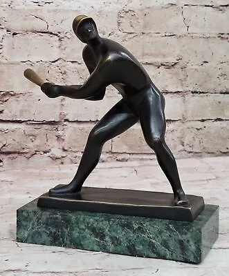 Baseball Player Boy Coach Athlete Bronze Marble Statue Figurine Trophy Decor • $154.50