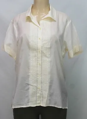 George Me By Mark Eisen Women's Button Up Blouse Short Sleeve Beige Size L • $11