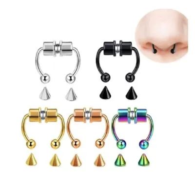 Magnetic Body Piercing Jewellery Fake Septum Nose Ear Ball Cone • $4.53