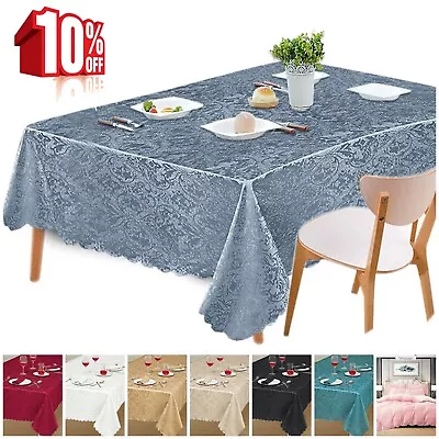 New Top Quality Jacquard Damask Table Cloths Napkin Table Runner Rectangle Round • £6.75