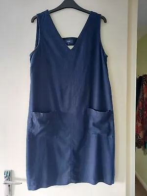 Next Navy Blue Dress Size 14 Linen Blend • £9.99