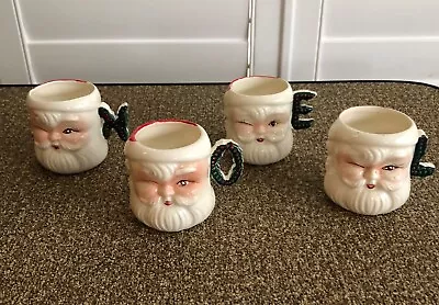 Vtg Mid Century Christmas Set Winking Santa Mugs Holly Berry NOEL Japan RARE • $85