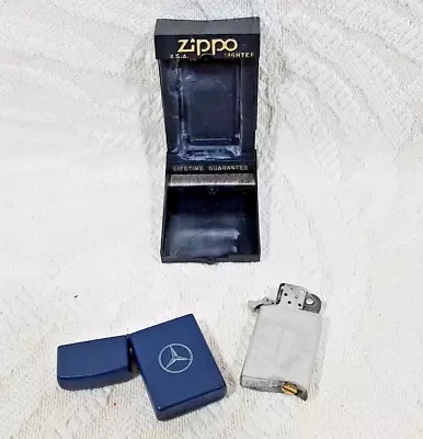 Zippo Mercedes Benz Slim Lighter Blue With White Logo– Tested Works • $60