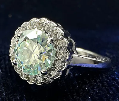 2.51 Ct Vvs1=Ice Blue White Moissanite Diamond Silver Engagement RING Size 7 • $0.99