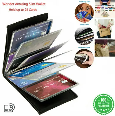 Amazing RFID Blocking Slim Leather Wonder Wallet Credit Card Holder Unisex Purse • $13.19