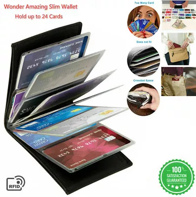 $10.99 • Buy Amazing RFID Blocking Slim Leather Wonder Wallet Credit Card Holder Unisex Purse
