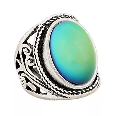 Mood Ring Vintages Styles Sterling Silver Plated ColorChanging Oval Stone Unisex • $61.32