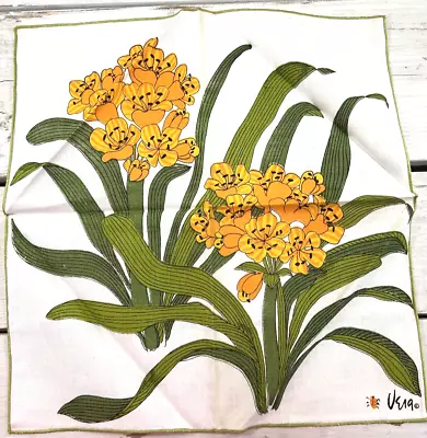 Vintage MCM Vera Neumann Yellow Lilies Retro 60's 70's 5 NAPKINS LADYBUG 16  • $25