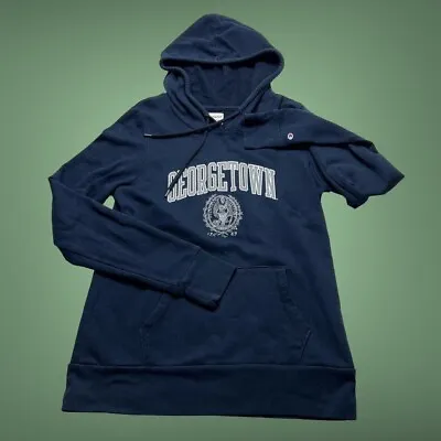 Womens Champion Hoodie Size Medium Navy Blue Sport University College Georgetown • £22.95