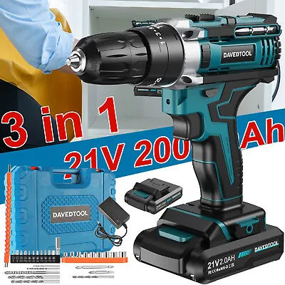 21V Cordless Combi Hammer Impact Drill Driver 3in1 Electric Screwdriver+Battery • £21.99