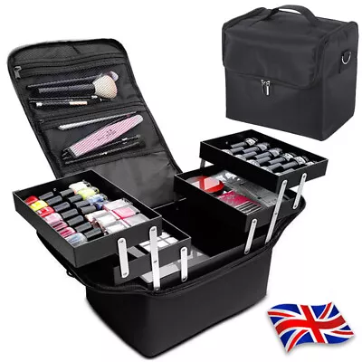 Large Modern Make Up Nail Tech Cosmetic Box Artist Vanity Case Storage Bag Pro • £14.89