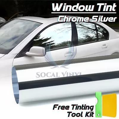 20 X10FT Uncut Roll Window Mirror Silver Chrome Tint Film Car Home Office Glass • $18.99