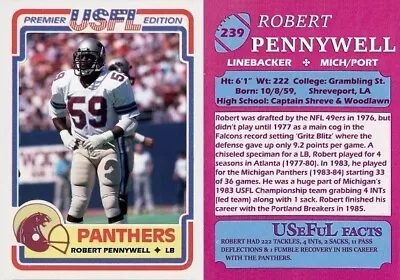 Robert Pennywell 1984 USFL Custom Card Michigan Panthers Falcons • $5