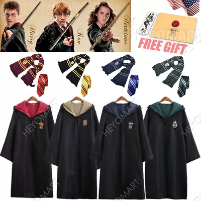 Harry Potter Hogwarts Adult Child Robe Cloak Scarf Halloween COS Costumes • $16.99