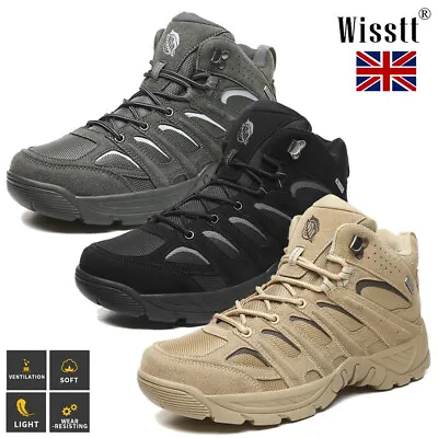 Mens Army Combat Security Work Police Tactical Military Ankle Boots Shoes Uk • £29.99