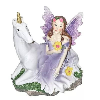 The Fairies Enchanted Garden Sitting Fairy With Unicorn - Purple • £8.70