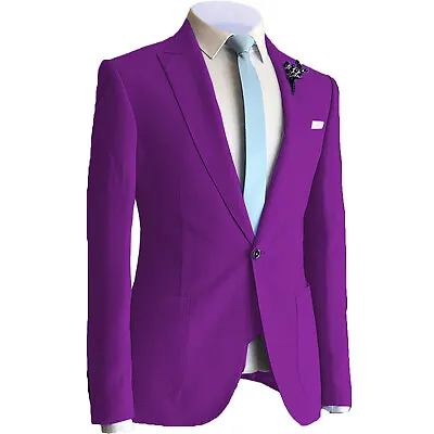 Mens Suits Business Jacket Vintage Groomsmen Wedding Formal Blazer Peak Lapel • $42.49