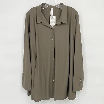 Marla Wynne 2X Long Sleeve Top Blouse Basic Pleated Button Up Pockets New • $38.24