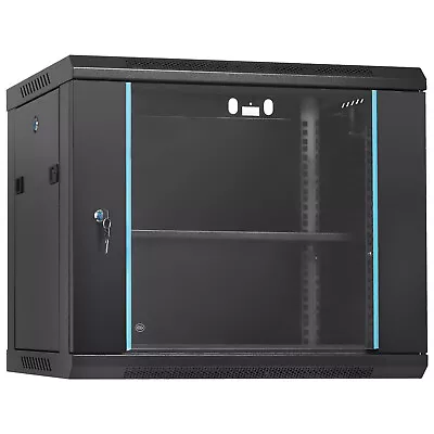 VEVOR 9U Wall Mount Network Server Rack Cabinet Enclosure 15.5'' Deep Door Lock • £95.99