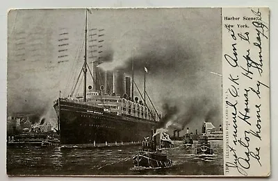1906 Ship Postcard New York City Harbor Scene Kaiser Wilhelm II Ship Liner Boat • $9.99