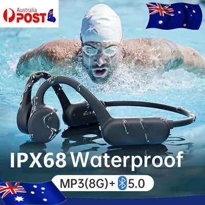 $55.69 • Buy Wireless Bone Conduction Earphones Swimming IPX68 Waterproof 16G MP3 Headphones